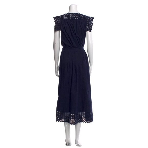 Doen Catriona Dress Solid Navy Blue Lace Midi Xxs - Picture 7 of 10